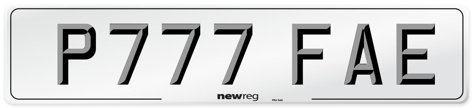 P777 FAE Number Plate from New Reg